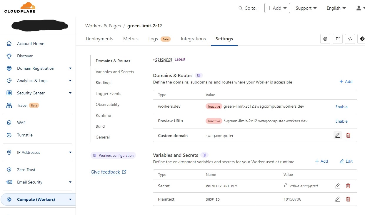 Cloudflare Settings Example